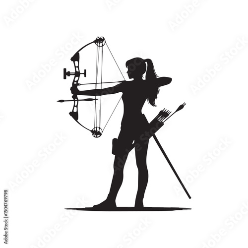 silhouette of a person shooting archery, customizable vector image