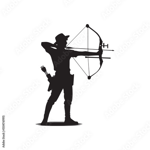 silhouette of a person shooting archery, customizable vector image
