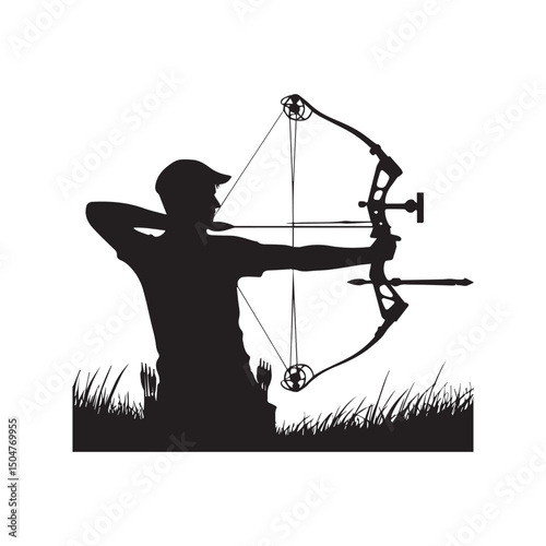 silhouette of a person shooting archery, customizable vector image