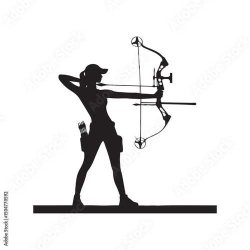 silhouette of a person shooting archery, customizable vector image