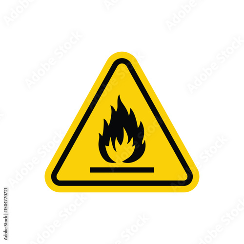 Caution sign. Danger Highly Flammable Material Symbol. Danger triangle symbol for mobile and web concept