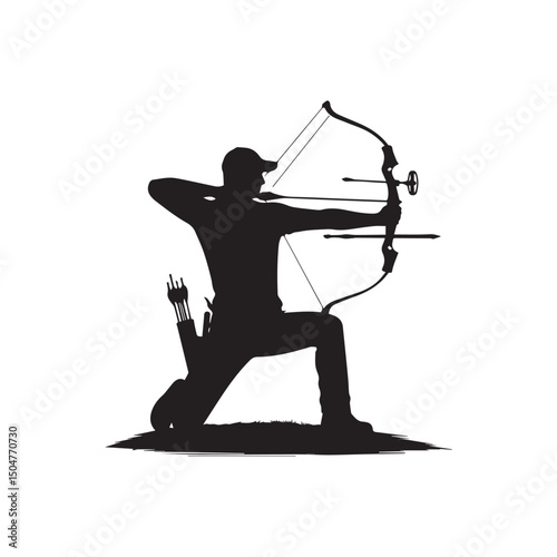 silhouette of a person shooting archery, customizable vector image