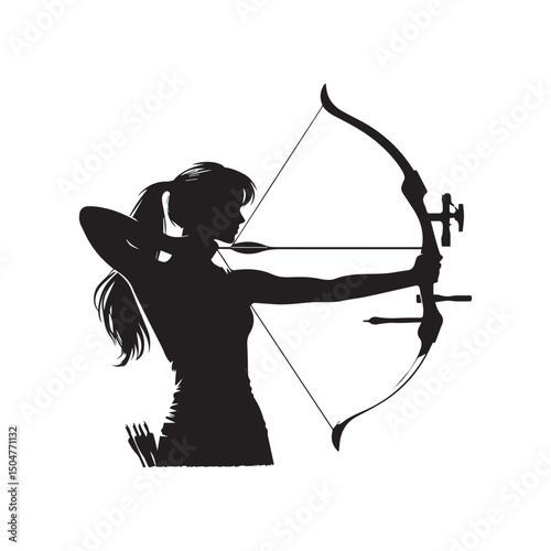 silhouette of a person shooting archery, customizable vector image