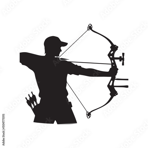 silhouette of a person shooting archery, customizable vector image