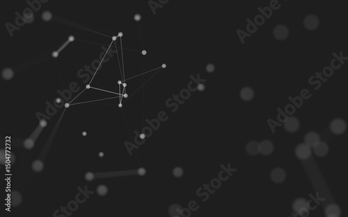 Fototapeta Naklejka Na Ścianę i Meble -  Abstract background. Molecules technology with polygonal shapes, connecting dots and lines. Connection structure. Big data visualization.