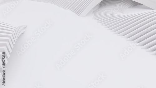 Abstract Curved Shapes. White Circular Background.