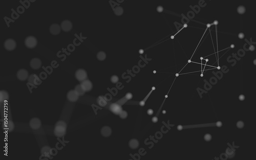 Fototapeta Naklejka Na Ścianę i Meble -  Abstract background. Molecules technology with polygonal shapes, connecting dots and lines. Connection structure. Big data visualization.