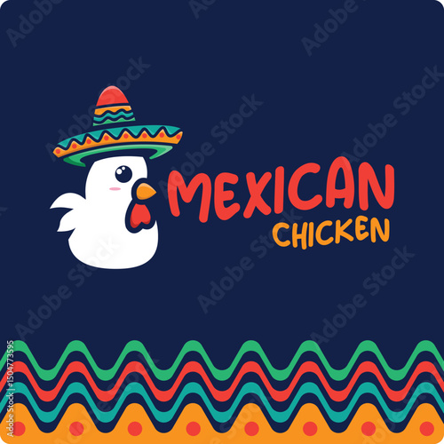 Food and Beverage logo in the form of a chicken wearing a Mexican hat