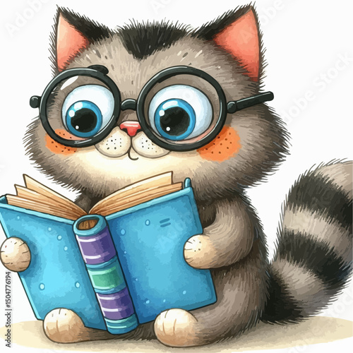 cat and book