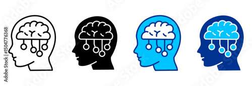 Artificial Intelligence Icon Set Multiple Style Vector Illustration