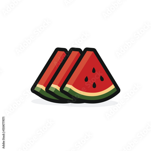 Delicious red watermelon pieces vector. Ideal for food, healthy eating, and natural product concepts.