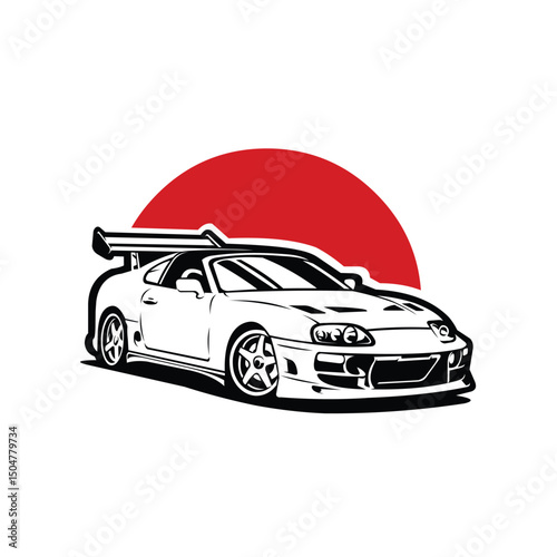 90s Japanese Sport Car JDM Vector Icon Isolated
