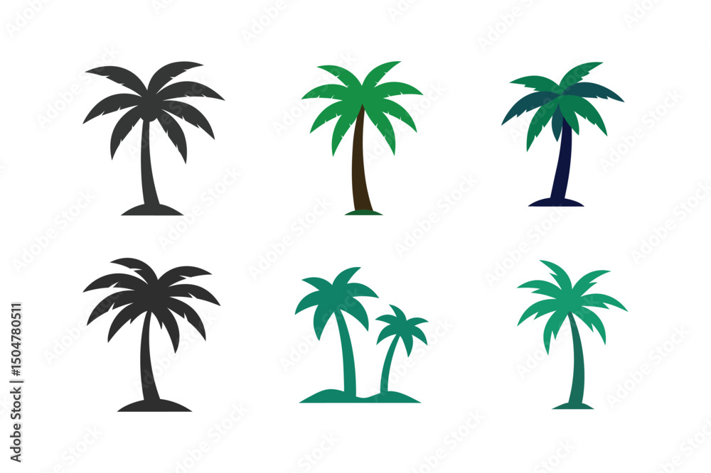 Obraz premium Tropical Palm Tree Vector Pack – Exotic Nature Clipart Collection