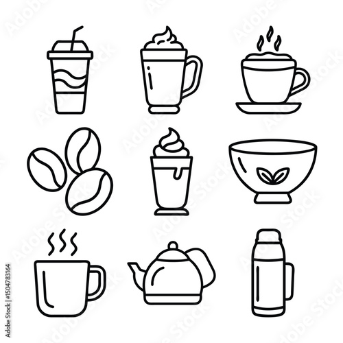 Warm Beverage Icon Pack – Hot Cocoa, Espresso & Tea Vector Icons