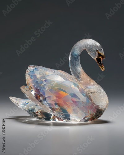 Delicate crystal swan figurine.