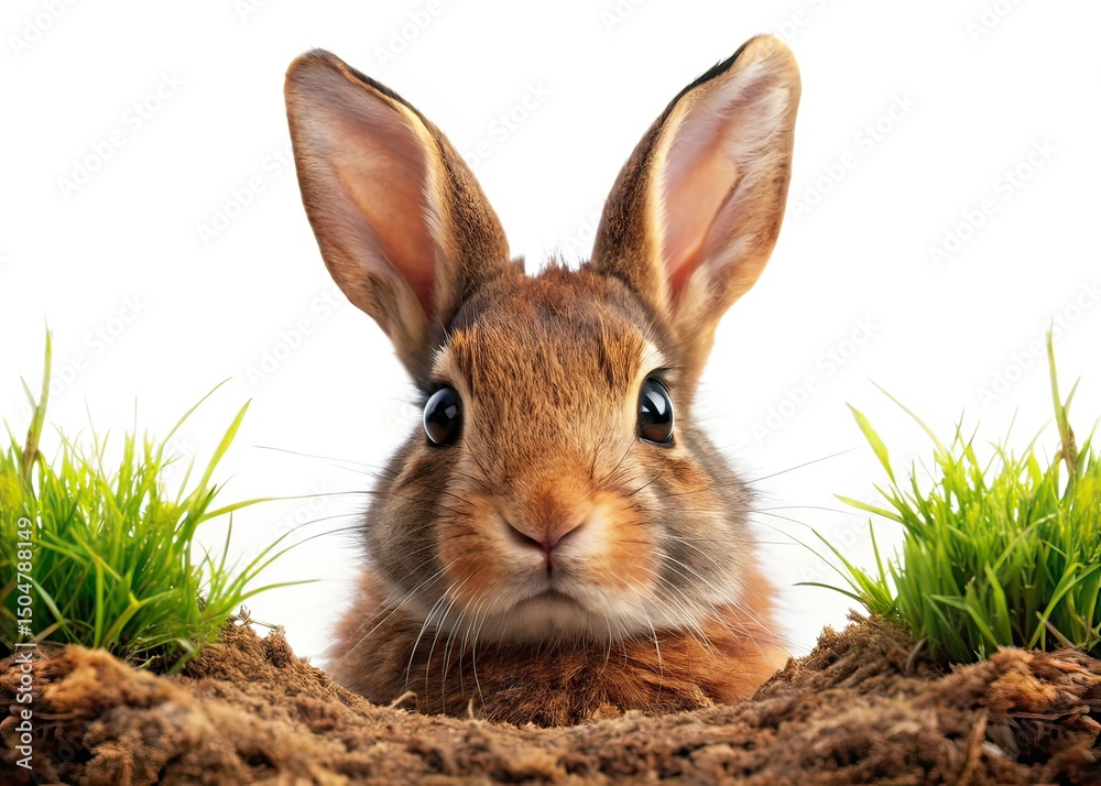 Fototapeta premium Easter Bunny Silhouette Burrow - Cheerful Eyes