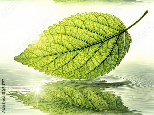 Floating Leaf, Illuminated Water, Nature Photography, Abstract Art