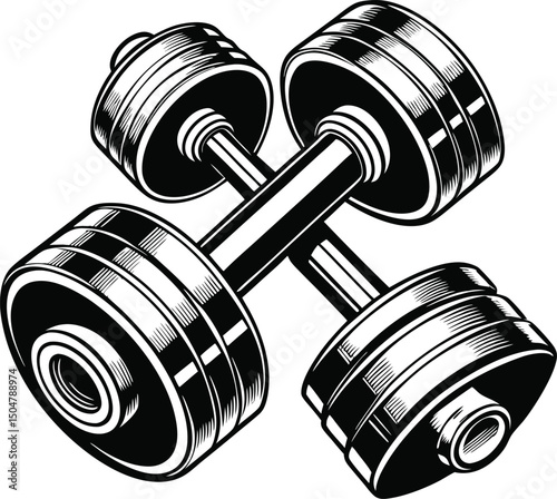 Crossed Dumbbells Illustration for Fitness and Weightlifting