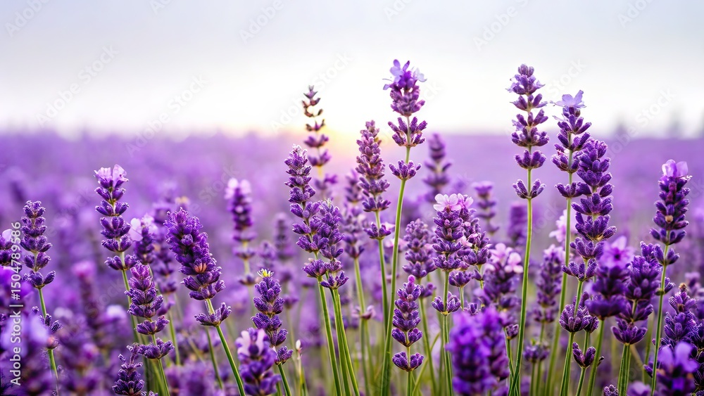 Obraz premium Lavender Field, Beautiful Flowers, Copy Space, Photography Style
