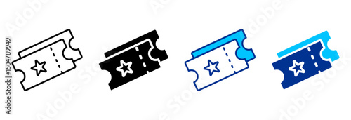 Ticket Icon Set Multiple Style Vector Illustration