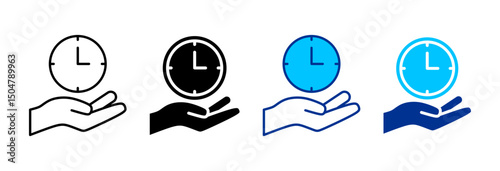 Save Time Icon Set Multiple Style Vector Illustration