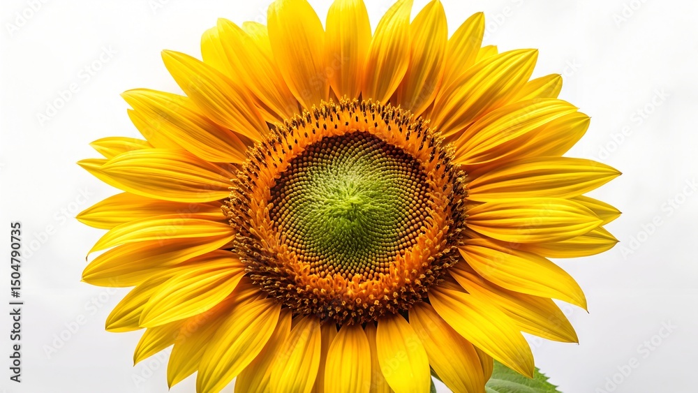 Fototapeta premium A vibrant, detailed close-up of a single sunflower on a white background.