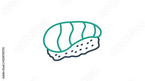 salmon sushi icon animated. animated icon related to food. alpha channel, transparent background