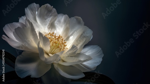Close-up of a radiant white peony.