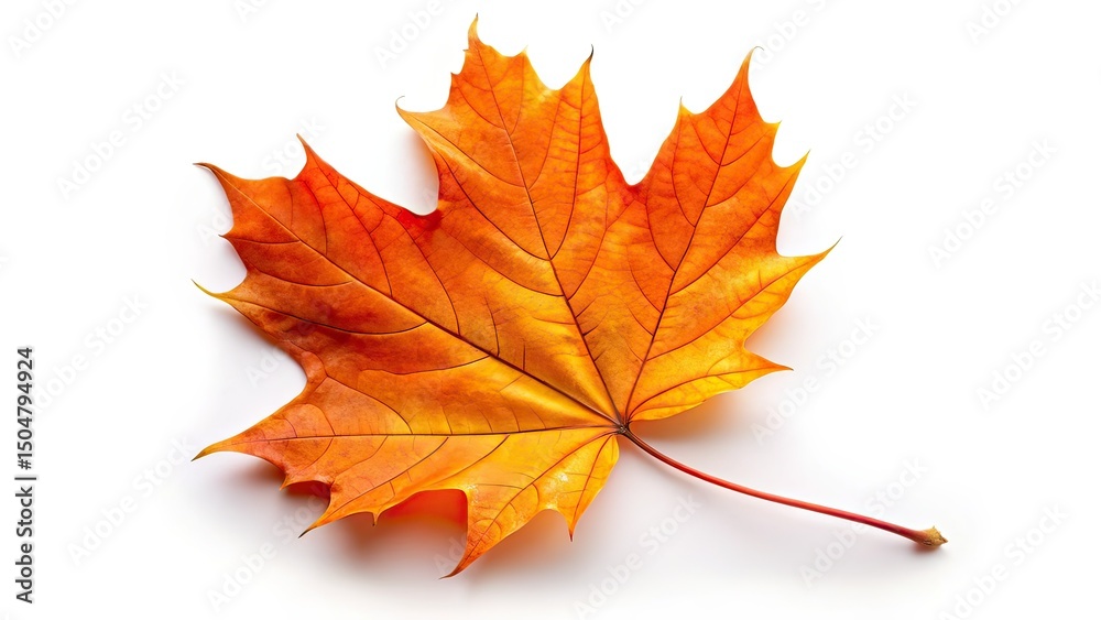 Orange Maple Leaf Aerial Photography, Isolated White Background, AI Art Orange Maple Leaf Aerial Photography, Isolated White Background, AI Art