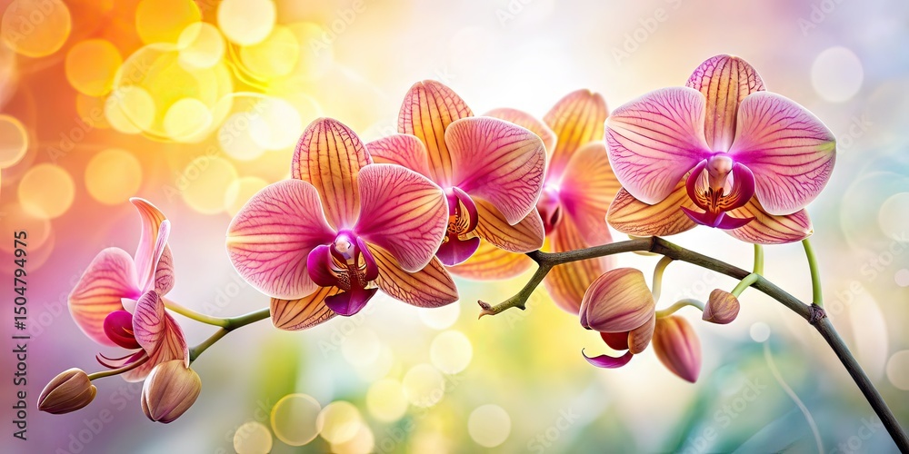 Fototapeta premium Orchids in Bloom - Silhouette Photography AI Art