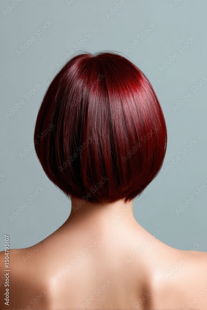 Fototapeta premium A woman with red hair has a short haircut