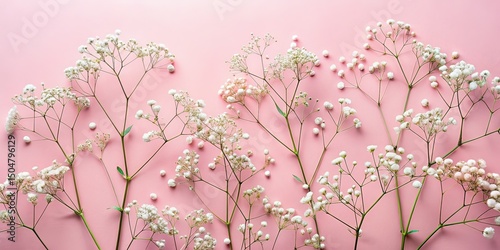 Pastel Pink Gypsophila Flat Lay - Rule of Thirds