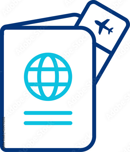 Passport with tickets. Air travel concept. Flat Design citizenship ID for traveler isolated. Passport and ticket illustration. The plane ticket and passport. Passports with boarding passes. Visa

