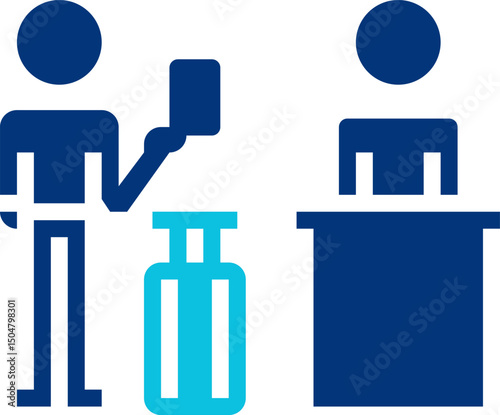 Vector of tour and travel. Touristic service with travel company manager. Airline call center manager wearing headset, using laptop, consulting customers. Choosing vacation tour concept. Vector