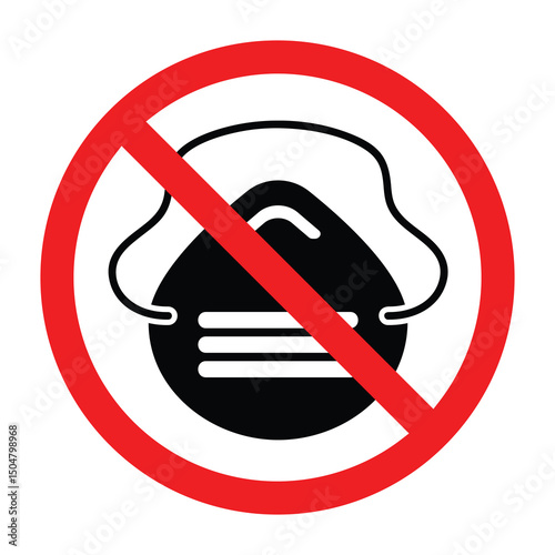 Forbidden sign with medical face mask icon, no medical mask allowed sign, face mask prohibition symbol, do not wear masker medis sign