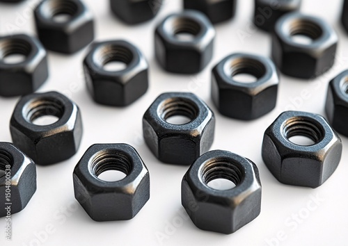 Close-Up of Black Hex Nuts photo