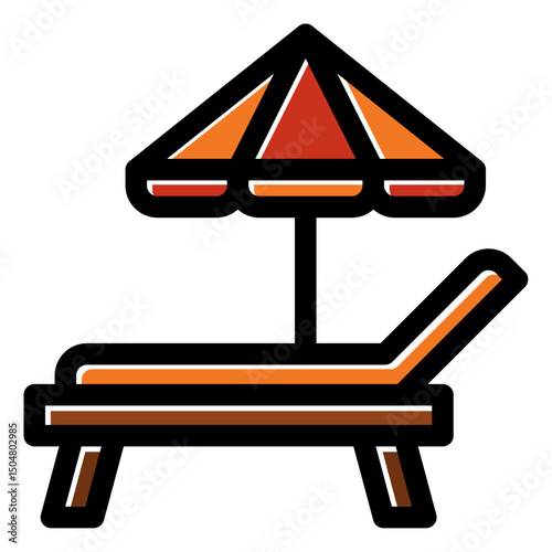 beach sunbed icon