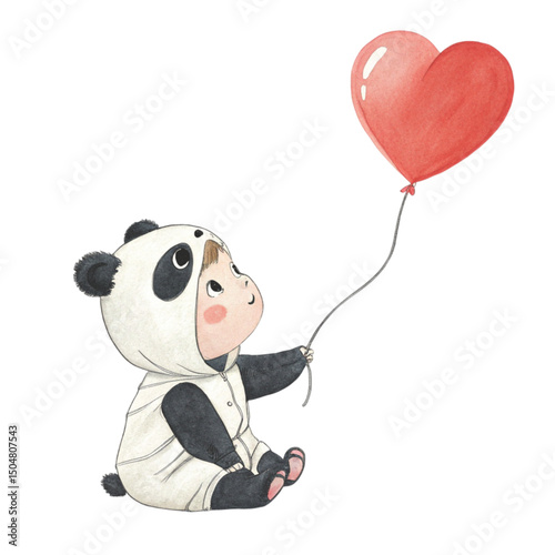 Kawaii Kids in Animal Costumes Party Theme Clipart Watercolor
