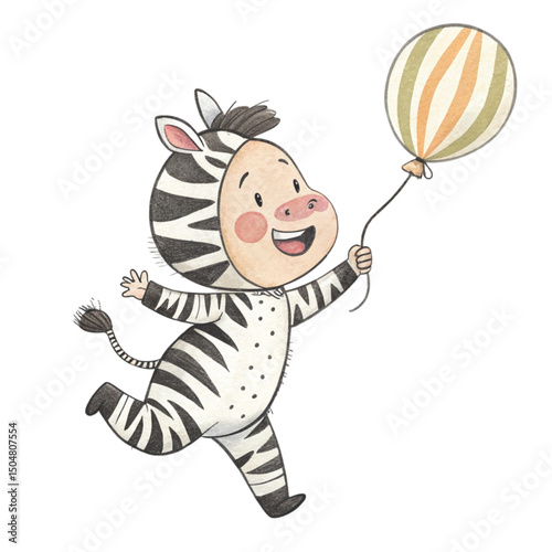 Kawaii Kids in Animal Costumes Party Theme Clipart Watercolor
