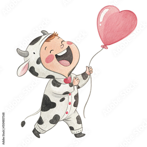 Kawaii Kids in Animal Costumes Party Theme Clipart Watercolor
