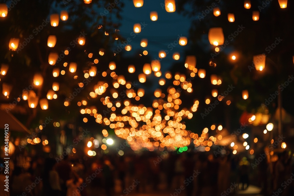 Obraz premium Floating lanterns at night festival