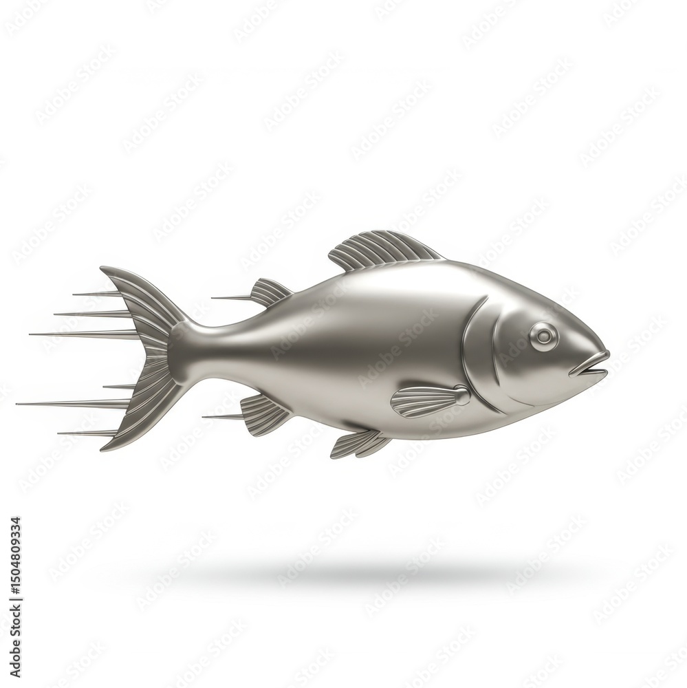 A Sleek Silver Fish Sculpture in Motion: A 3D Render of Aquatic Grace and Speed A Sleek Silver Fish Sculpture in Motion: A 3D Render of Aquatic Grace and Speed