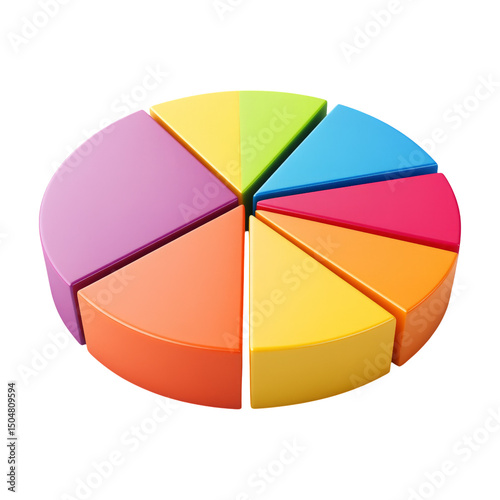 Colorful Pie Chart Segments on Transparent Background for Presentations