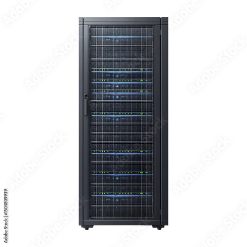 Modern Server Rack with Transparent Background for Technology Needs