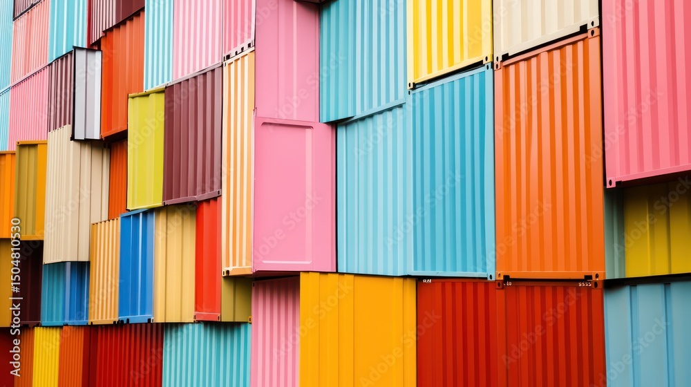 Fototapeta premium Colorful shipping containers stacked high (2)