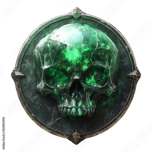 Intricate Green Skull Design with Transparent Background for Art Use