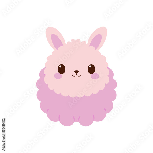 Adorable Fluffy Bunny Vector Kawaii Cartoon Clipart
