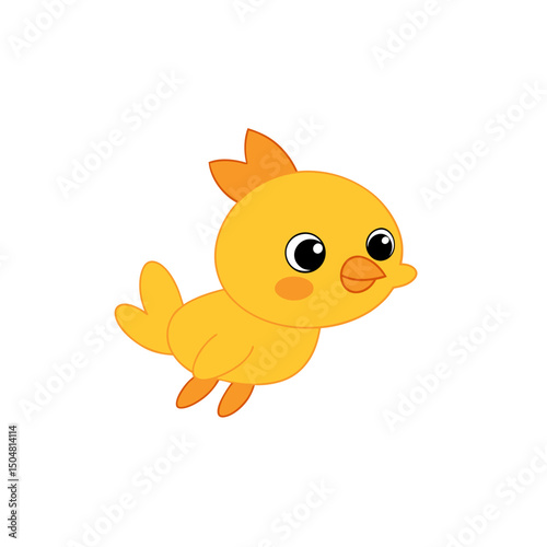 Playful Jumping Chick Vector Kawaii Cartoon Clipart