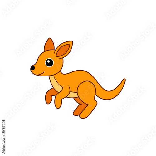 Vector Cute Jumping Baby Kangaroo Side View Vector Kawaii