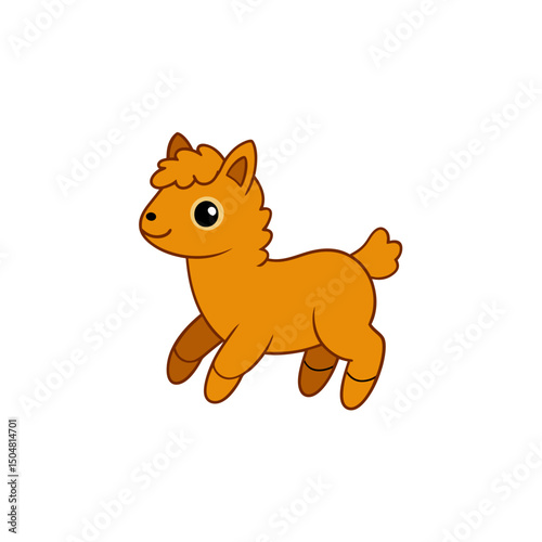 Vector Kawaii Jumping Cute Alpaca Side View Cartoon Art